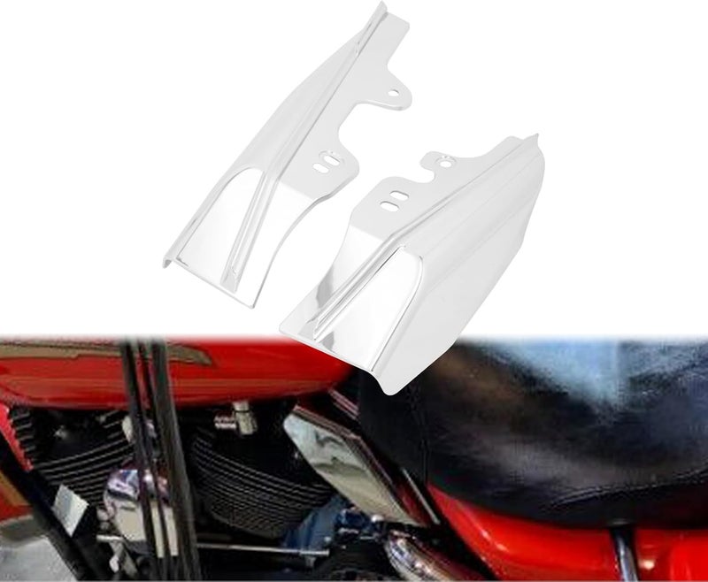 CARGLETRUE Motorcycle Mid Frame Air Deflectors Heat Shield Fit for Harley Touring Road Glide Street Glide Electra Glide Road King 2001-2008, Mid Frame Air Heat Deflector Fit for Harley Touring Chrome - Image 2